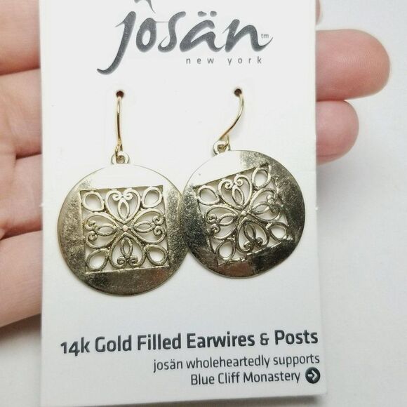 Vintage Josan 14k Gold Fill Earwires Dangle Lightweight Cut Out Design Earrings - Picture 4 of 5